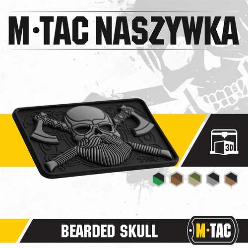 M-Tac - 3D-Emblem - Bearded Skull - Schwarz / Grau - 51113211