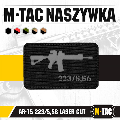 M-Tac - AR-15 223/5.56 Lasergeschnittener Aufnäher - Schwarz/Grau - 51111211