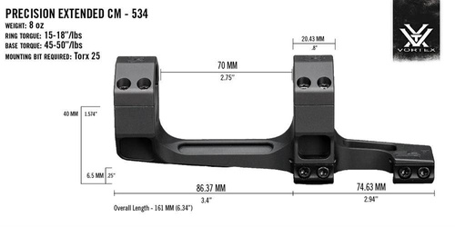 Vortex Optics - Erweiterte Präzisionsmontage - 34 mm - Schwarz - CM-534