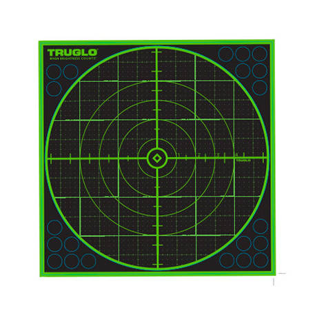 TruGlo - Selbstklebende Schießscheiben TruSee - 100 Yard - 305 x 305 mm - Fluoreszierendes Grün - 6 Stück - TG-TG10A6