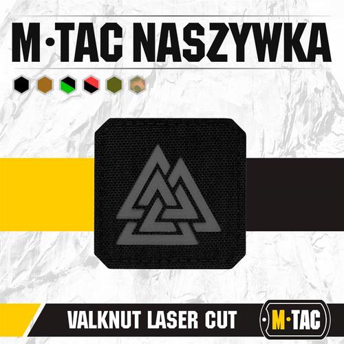 M-Tac - Lasergeschnittenes Valknut Quadrat Patch - Schwarz / Grau - 51162211