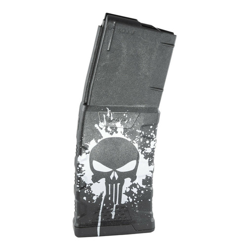 MFT - Polymer Magazin Extreme Duty Punisher Skull für AR-15 / M4 - 5,56 x 45 mm/.223 - 30 Schuss - Schwarz - EXDPM556-BL