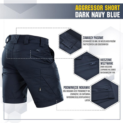M-Tac - Aggressor Tactical Shorts - Polycotton - Rip-Stop - Dark Navy Blue - 20018015