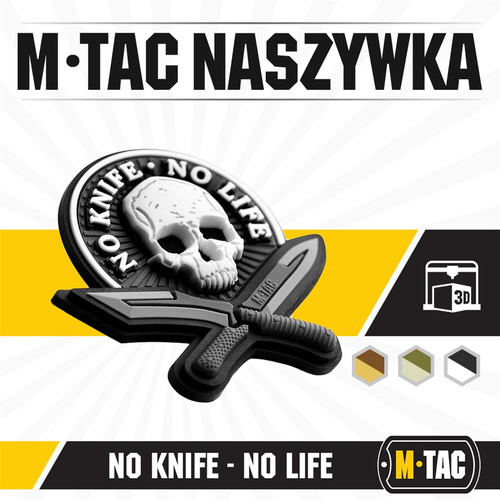 M-Tac - No Knife - No Life 3D PVC Patch - Schwarz / Weiß - 51128236