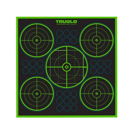 TruGlo - Selbstklebende Schießscheiben TruSee - 5-Bull - 305 x 305 mm - Fluoreszierendes Grün - 6 Stück - TG-TG13A6