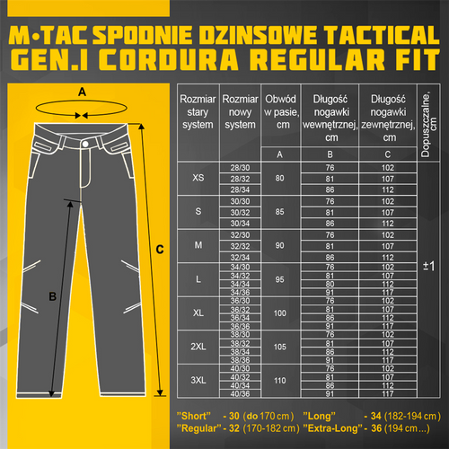 M-Tac - Tactical Gen. I Regular Fit Jeanshose - Cordura Denim - 20449006