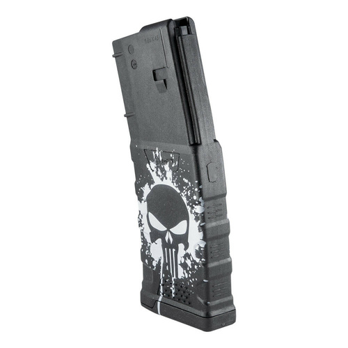 MFT - Polymer Magazin Extreme Duty Punisher Skull für AR-15 / M4 - 5,56 x 45 mm/.223 - 30 Schuss - Schwarz - EXDPM556-BL