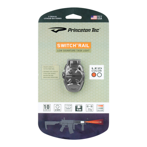 Princeton Tec - Switch Rail Tactical Taschenlampe - 10 lm - Schwarz - SR-1-BK