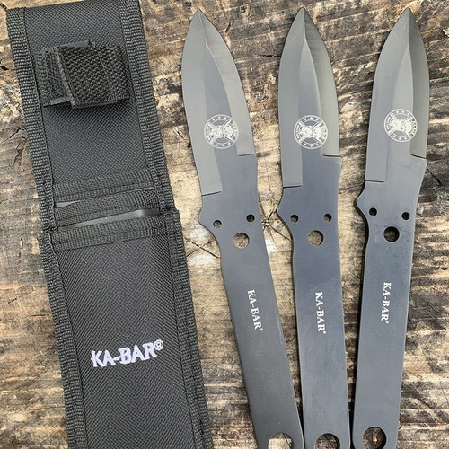 Ka-Bar - Set aus Drei Wurfmessern - Polyesterscheide - 1121