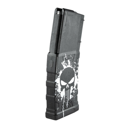 MFT - Polymer Magazin Extreme Duty Punisher Skull für AR-15 / M4 - 5,56 x 45 mm/.223 - 30 Schuss - Schwarz - EXDPM556-BL