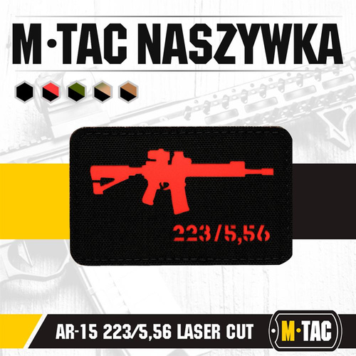 M-Tac - AR-15 223/5.56 Lasergeschnittener Aufnäher - Schwarz/Rot - 51111233