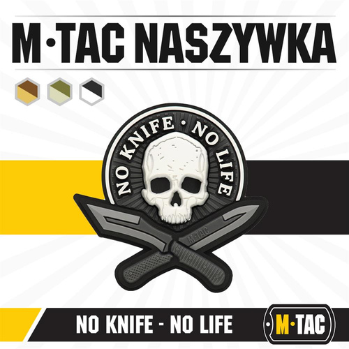 M-Tac - No Knife - No Life 3D PVC Patch - Schwarz / Weiß - 51128236