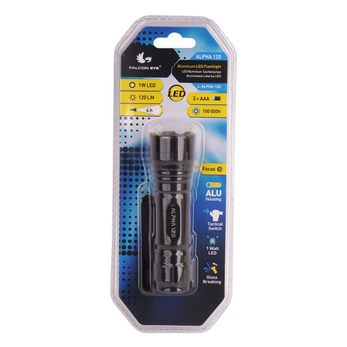 Falcon Eye - Hand-Taschenlampe Alpha - 120lm - Schwarz - L-ALPHA-120