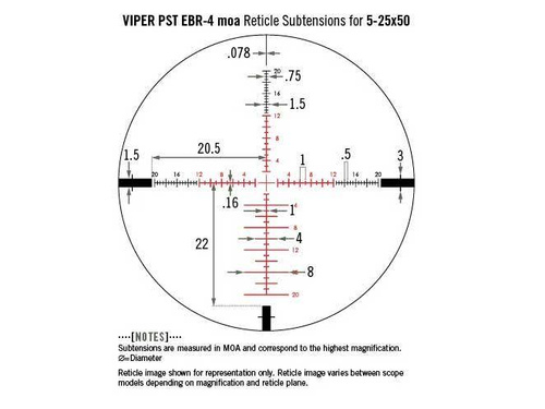 Vortex Optics - Jagd Scope Viper PST II 5-25x50 - Beleuchteter Anblick EBR 4 - 30 mm - PST -5251