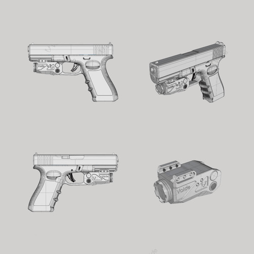 Vaide - Taktische Waffe LED-Taschenlampe mit Laser Scrapper Combo - 500 lm - Schwarz - VAPLL-G02