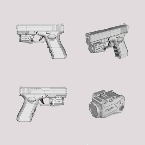 Vaide - Taktische Waffe LED-Taschenlampe mit Laser Compact Scrapper Combo - 500 lm - Schwarz - VAPLL-G01