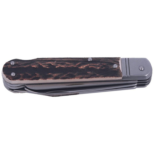 Mikov s.r.o. - Jagdmesser Mikov Fixir Imit. Lieber Hirsch - 3 Klingen - Lederholster - Braun - 232-XH-3 KP