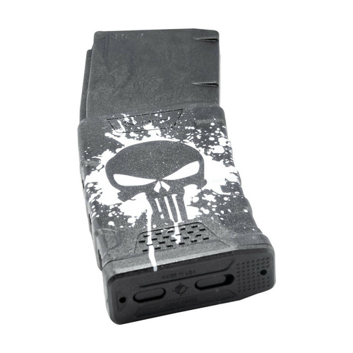 MFT - Polymer Magazin Extreme Duty Punisher Skull für AR-15 / M4 - 5,56 x 45 mm/.223 - 30 Schuss - Schwarz - EXDPM556-BL