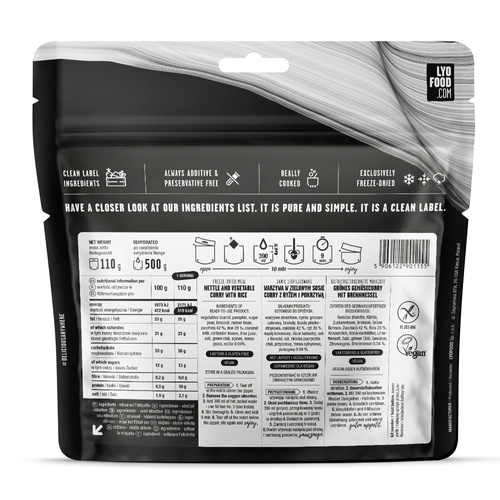 LyoFood - Gefriergetrocknete Ration Lyo Expedition - Curry mit Brennnessel - 500 g