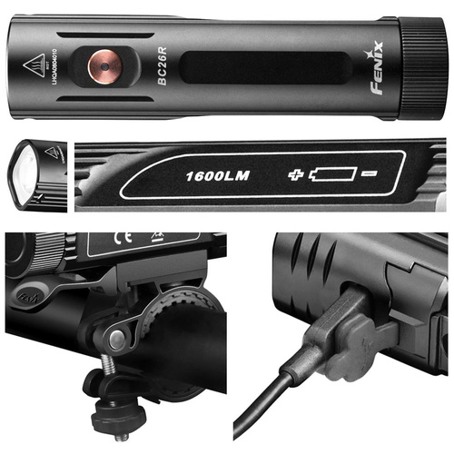 Fenix - LED-Fahrrad-Taschenlampe mit Akku BC26R - 1600 Lumen - 5000 mAh