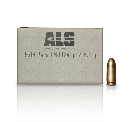 Reelaborated Sportmunition ALS 9 x 19 Para FMJ 124 gr / 8,0 g - 250 Stück