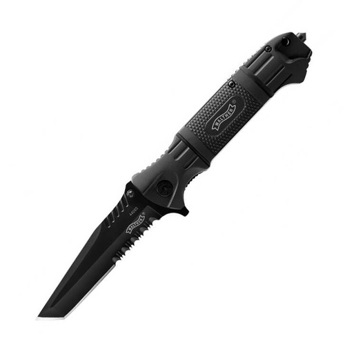 Walther - Klappmesser Black Tac Tanto BTTK - Liner Lock - Aluminium Griff - Schwarz - 5.0716