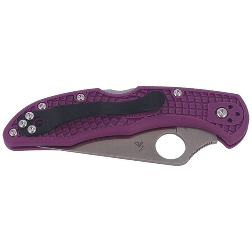 Spyderco - Delica® 4 FRN flach geschliffen lila PlainEdge Messer - C11FPPR