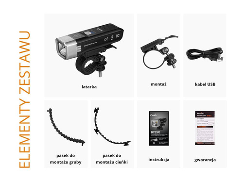 Fenix - LED-Taschenlampe für Fahrräder - 600 Lumen - 2600 mAh - Schwarz - BC25R