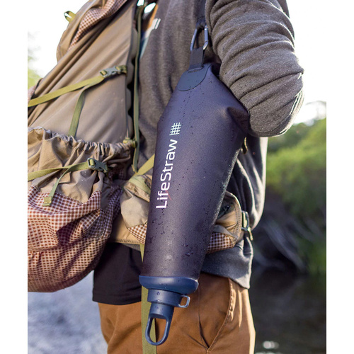 LifeStraw - Peak Gravity Bag Wassertasche mit antimikrobiellem Filter - 3 L - Dark Mountain Gray