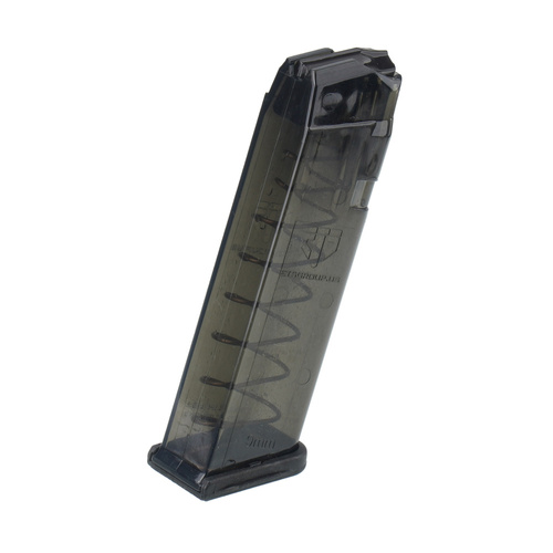 ETS - Polymer-Magazin für Glock 17 / 18 / 19 / 19X / 26 / 34 / 45 - 9x19 mm - 17 Schuss - Carbon Smoke Series - SMK-GLK-17