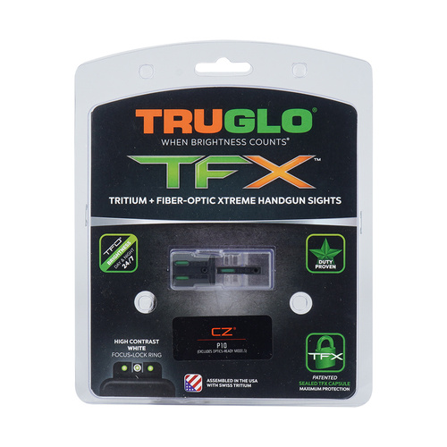 TruGlo - Tritium-Glasfaser-Visier TFX - CZ P10 - Niedrig - Weißer Umriss - TG13CZ2A