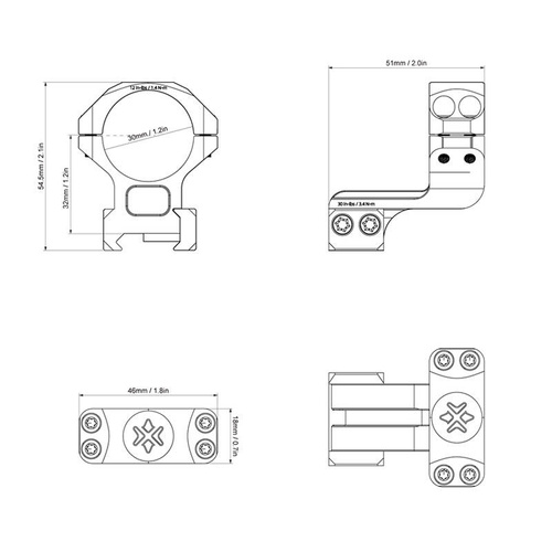 Vector Optics - Zweiteilige Zielfernrohrmontage Cantilever - 30 mm - Weaver - Schwarz - XASR-3016