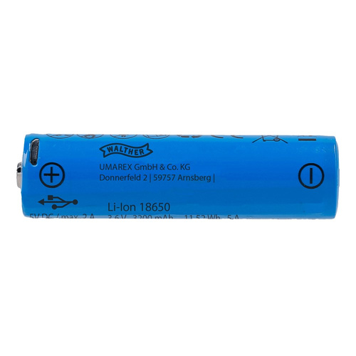 Walther - ICR 18650 Wiederaufladbare Batterie - 3,7 V - USB - 3200 mAh - 3.7133