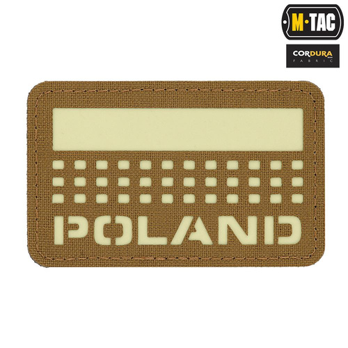 M-Tac - Polen Flagge und Inschrift Patch - Fluoreszierend - Pixel/Rechteck - Coyote - 51006205