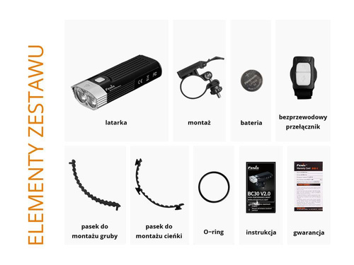 Fenix - LED Fahrradlampe - 2200 Lumen - Schwarz - BC30 V2.0