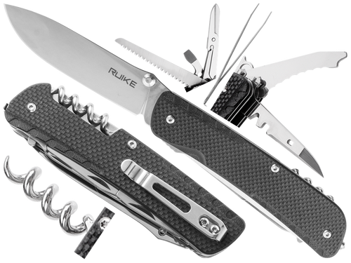 Ruike - Multifunktionales Taschenmesser LD42-B - 17 Werkzeuge - Schwarz - 340-018