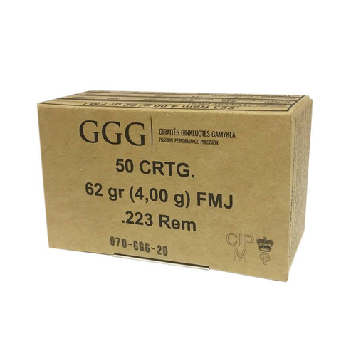 Gewehrmunition GGG .223 Rem 62 gr / 4.00 g FMJ - 50 Schuss - GPR12 - Büchsenpatronen