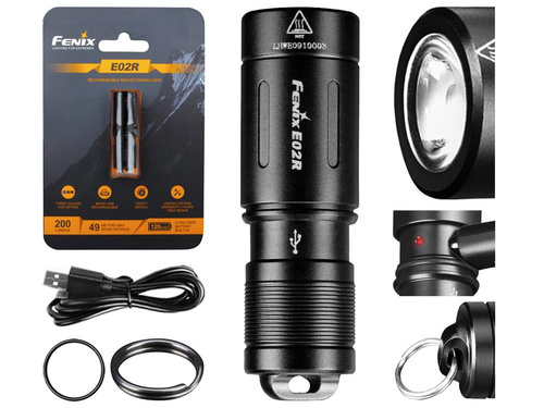 Fenix - E02R Wiederaufladbare Taschenlampe - 200 Lumen
