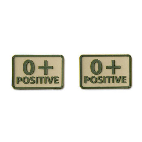 Helicone - PVC Patch - Blutgruppe - 0+ POS - Khaki - 2 Stück