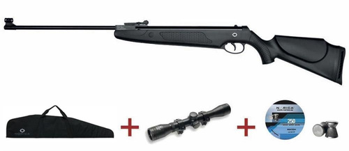 Norica - Dragon Luftgewehr mit Bruchlauf mit 4x32 Zielfernrohr und Abdeckung - 5,5 mm Diabolo - Schwarz - DRAGON-2