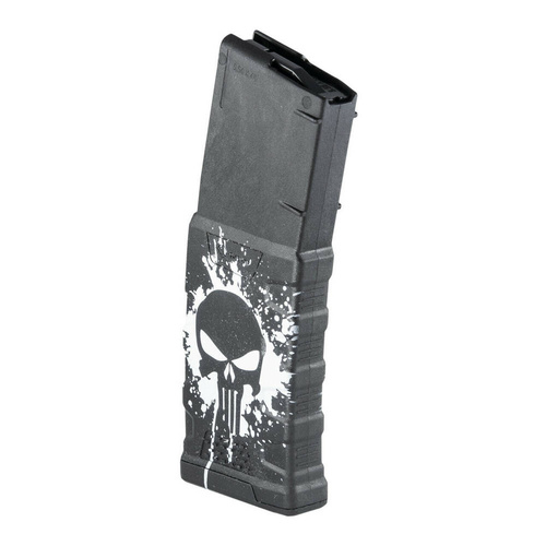 MFT - Polymer Magazin Extreme Duty Punisher Skull für AR-15 / M4 - 5,56 x 45 mm/.223 - 30 Schuss - Schwarz - EXDPM556-BL