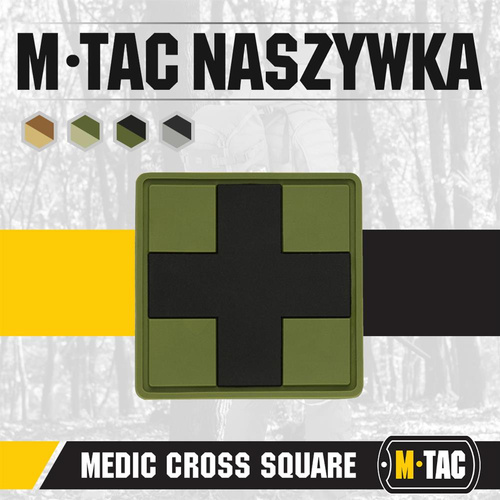 M-Tac - Medic Cross Square 3D PVC Patch - Schwarz/Olive - 51124102
