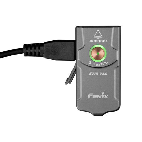 Fenix ​​​​- E03R V2.0 LED-Taschenlampe mit 400-mAh-Akku – 500 lm – Grau – E03R V2.0 Grau