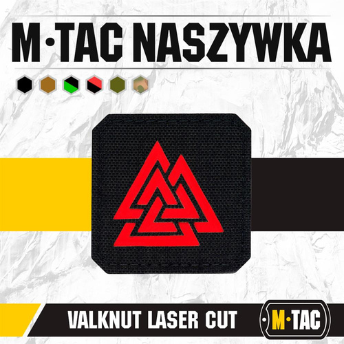 M-Tac - Lasergeschnittenes Valknut Quadrat Patch - Rot / Schwarz - 51162233