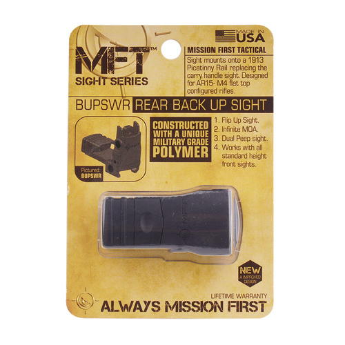 MFT - Back Up Polymer Flip Up Rear Sight - Schwarz - BUPSWR-BL