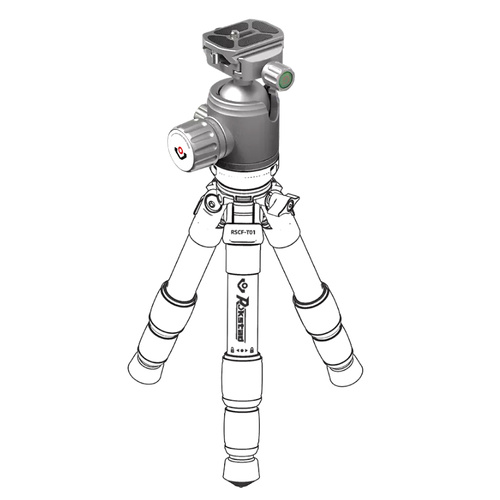 Rokstad - Kugelkopfsatz 38mm für 3/8"-16 Gewinde - Picatinny/ARCA - Grau - RSRH-01