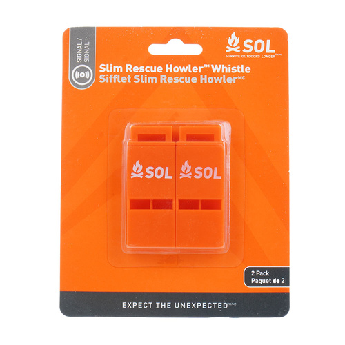 SOL - Notfallpfeife Slim Rescue Howler - 100 dB - Orange - 2 Stück - 0140-0010