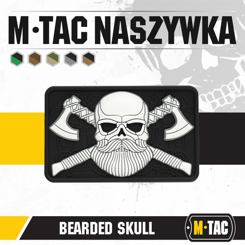 M-Tac - 3D-Emblem - Bearded Skull - Schwarz / Weiß - 51113236