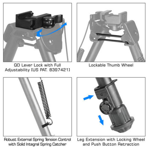 Leapers - Klappbares Zweibein UTG Tactical OP - Quick Detach - 8-12,4'' - Schwarz - TL-BP88Q