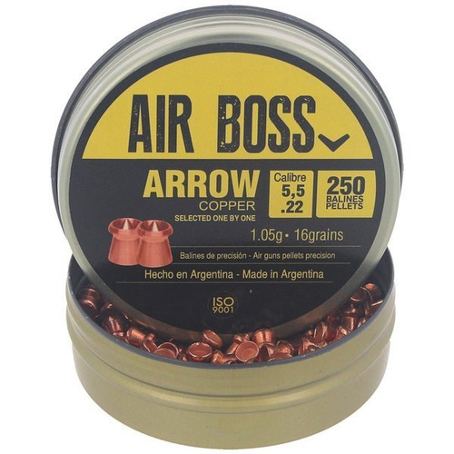 Apolo - Air Boss Pfeil Kupfer Luftgewehrkugeln - .22 / 5.5mm - 250 Stück - E30100